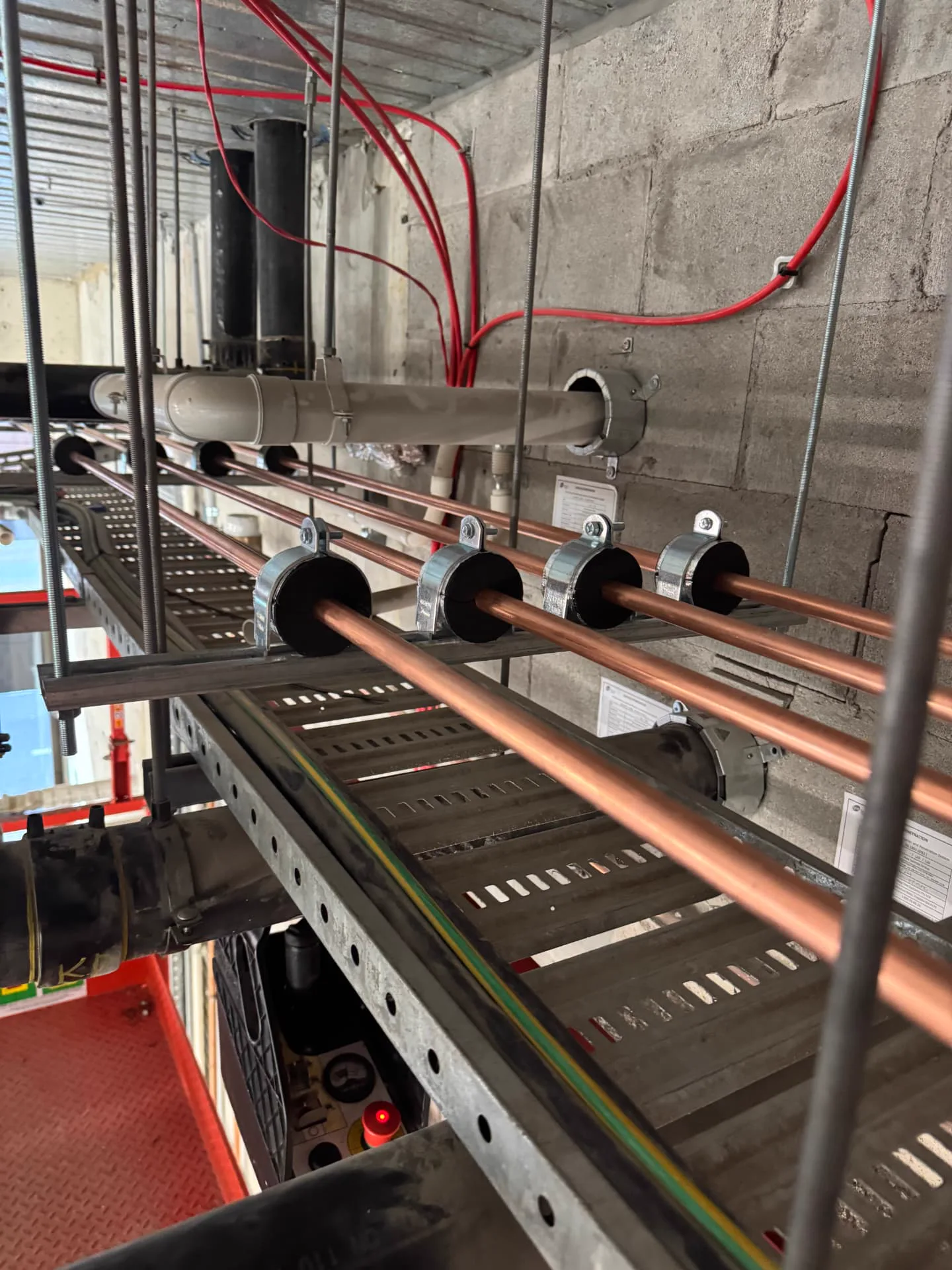 Copper mechanical services pipework installed by Prevail Plumbing