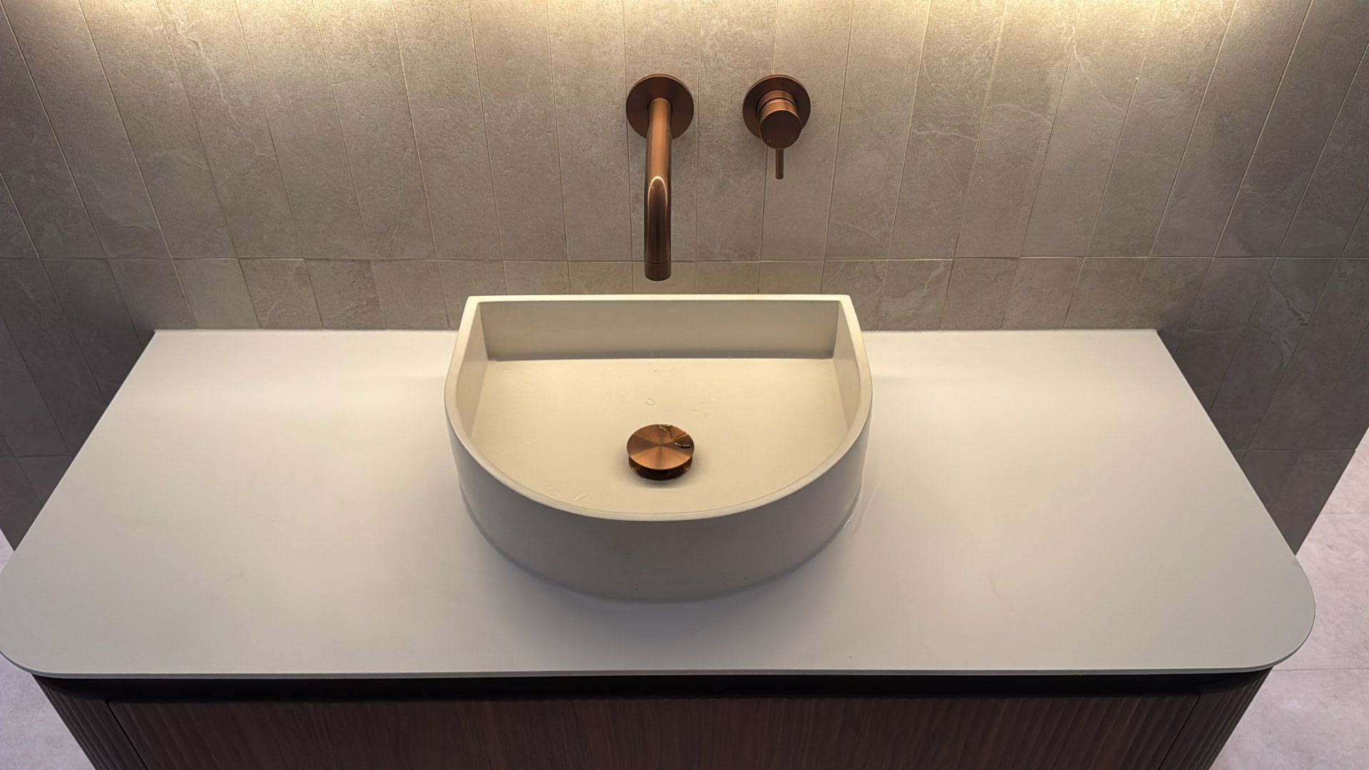 Completed bathroom basin and tapware installation in a Sydney home